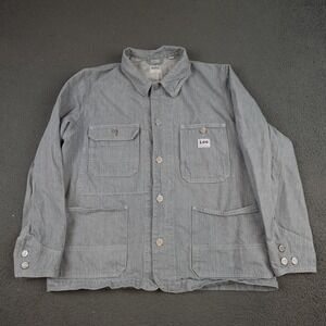 Vintage Lee Workwear Jacket Mens XL Gray Chambray Cotton Chore Shirt Button